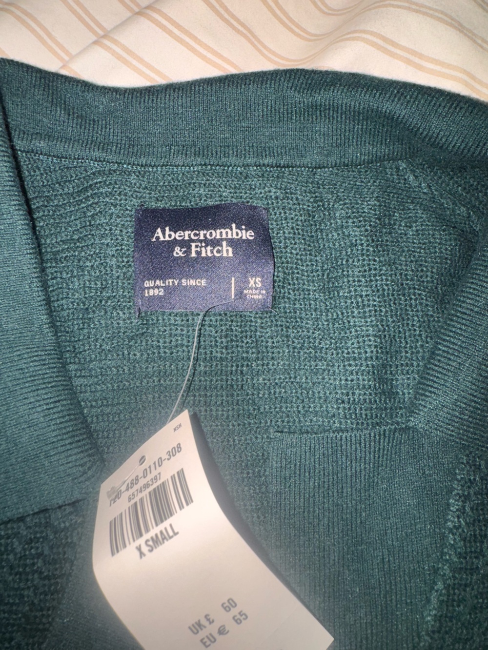 Abercrombie & Fitch Green Knit Polo Top - Picture 2 of 4